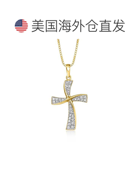 自营Ross-Simons Diamond Twisted Cross Pendant Necklace in 18