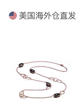 自营 GENEVIVE 纯银镀玫瑰金黑色立方氧化锆站项链 美国奥莱直发