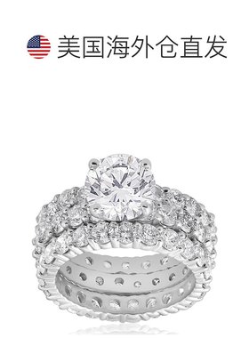 自营 pompeii3pompeii 37 克拉钻石订婚永恒结婚戒指套装 14k 白