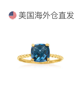 自营Ross-Simons London 蓝色托帕石扭纹戒指 18 克拉金 18 克拉
