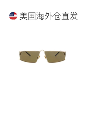 自营saint laurent方形镜框金属太阳眼镜-金色金色棕色 美国奥莱