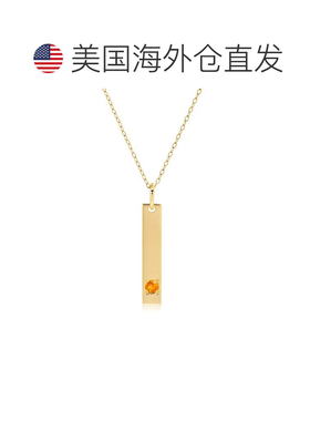 自营max + stone14k黄色金条吊坠项链，带3毫米小圆形宝石可调电1