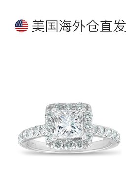 自营 pompeii32 克拉钻石公主方形切割光环订婚戒指 14k 白金 - 1