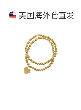 自营Adornia 套球手链 - 一个纯色和一个带心形 - 金色 - 黄色 美