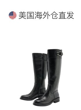 自营Vince Camuto Andalian Women's Black Leather Wide Calf Kn