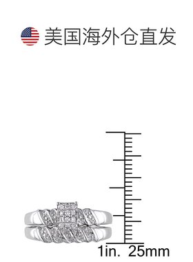 美国直邮Julianna B朱莉安娜女士戒指双环方形钻石简约休闲时尚