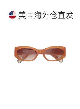 自营jacquemus橙色Lunettes JAC4 Ovalo雕塑醋酸椭圆太阳镜-棕色