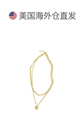自营 Adornia 分层纸夹链心形吊坠项链 金色 黄色 美国奥莱直发
