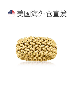 自营 Ross-Simons 意大利 14kt 黄金串珠网眼戒指 - 黄色 美国奥
