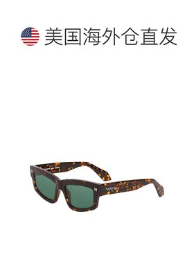 自营 off-white米白色矩形全边太阳镜，黑框，深灰色镜片Oeri135M