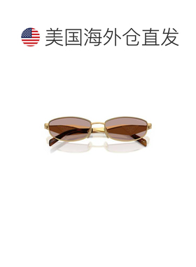 自营prada矩形金色金属太阳镜-棕色 美国奥莱直发
