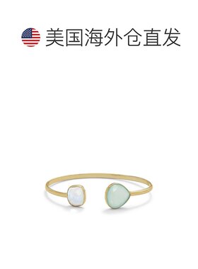 自营 liv oliver18k 金月光石和玉髓开口袖口手镯 - 金 美国奥莱