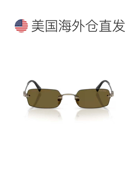 自营miu miu0Mu B50S Rimless Rectangular Sunglasses - brown