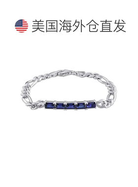 自营mimi & max4 3/4 CT TGW 创造了 925 纯银蓝色蓝宝石诞生石链