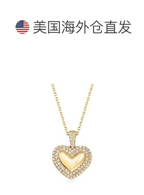 自营 Ross-Simons 14 克拉黄金钻石心形吊坠项链 - 20 英寸 美国