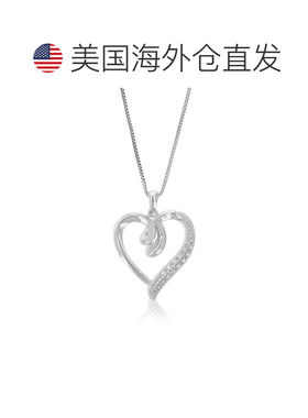 自营vir jewels1/10 克拉实验室培育钻石心形吊坠项链 .925 纯银