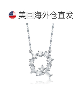 自营geneviveSterling Silver White Gold Plated with Clear Cub