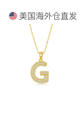 自营simona纯银 Micro Pave CZ \'J\' Block Initial w/ 回形针链