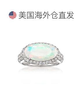 自营Ross-Simons Opal and Lab-Grown Diamond Ring in Platinum