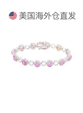 自营Suzy Levian Sterling Silver Pink Sapphire and Diamond Ac
