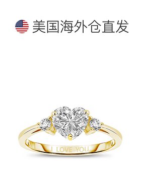 自营GENEVIVE 纯银镀金立方氧化锆“我爱你”承诺戒指 - 金 美国