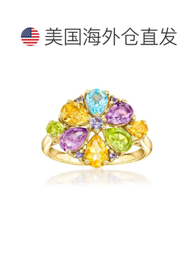 自营Ross-Simons Pastel Multi-Gemstone Cluster Ring in 18kt G