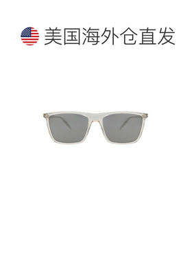自营saint laurent方形镜框回收醋酸纤维太阳眼镜-米色米色银色