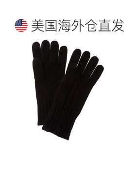 自营sofiacashmereSofi acashmere Classic电缆羊绒手套-黑色 美
