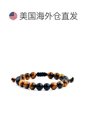 自营 Crucible 洛杉矶虎眼石和黑色玛瑙抛光珠可调节手链（10 毫-