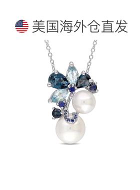 自营925 纯银 Mimi & Max 白色养殖淡水珍珠、伦敦和天蓝色黄玉和