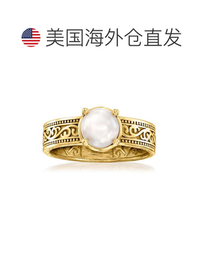 自营Ross-Simons 6.5-7mm Cultured Pearl Scrollwork Ring in 18