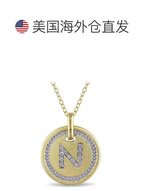 自营 Mimi & Max N 首字母钻石配饰吊坠配镀黄色纯银链条 - 黄色