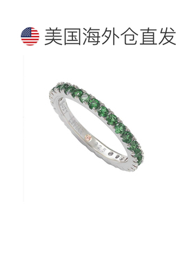 自营Suzy Levian 纯银绿色方晶锆石永恒戒指 - 绿色 美国奥莱直发