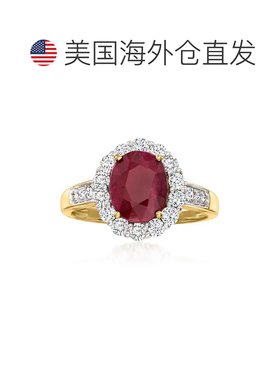 自营 ross-simons罗斯-西蒙斯缅甸红宝石和 . 18kt 黄金钻石戒指
