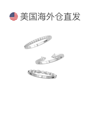 自营savvy cie jewelsROSE GOLD PLATED WHITE CZ SET OF 3 RINGS