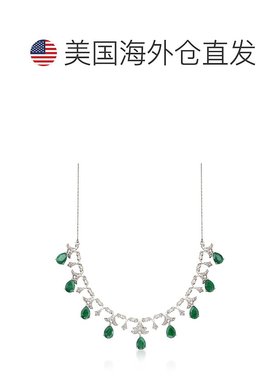 自营 ross-simons罗斯-西蒙斯翡翠和 . 925 纯银钻石项链 - 16 英
