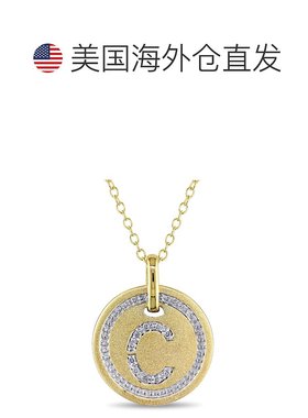 自营 Mimi & Max C 首字母钻石配饰吊坠配镀黄色纯银链条 - 黄色