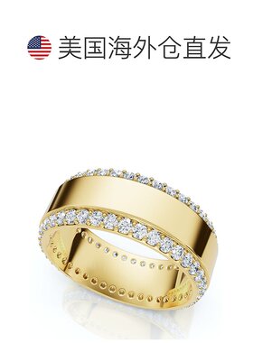 自营 pompeii3Men's 1Ct Diamond Wedding Ring 8MM 14k Gold Pol