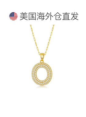 自营simona纯银 Micro Pave CZ \'J\' 块首字母带回形针链 - 镀金