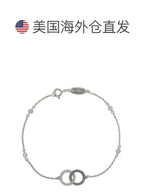 自营 Suzy Levian 纯银蓝宝石和钻石口音互锁圆圈站式手链 - 蓝色