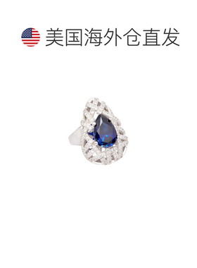 自营 Suzy Levian 纯银方晶锆石戒指 - 蓝色 美国奥莱直发