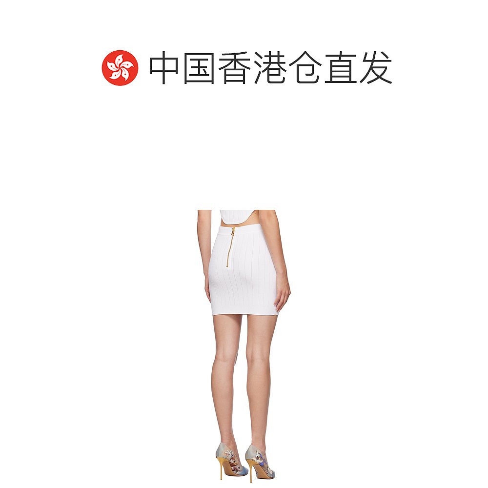 1h可退 香港直邮潮奢 Balmain 巴尔曼 女士 白色纽扣短裙 AF0LB29 - 图1