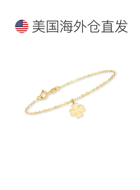自营Ross-Simons 意大利 14kt 黄金 4 叶子三叶草魅力手链 - 7 英