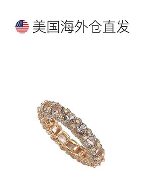 自营 Suzy Levian 玫瑰纯银粉红色方晶锆石密钉 U 形镶嵌永恒戒指