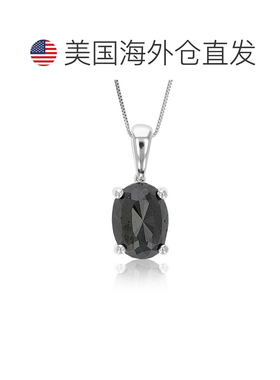 自营vir jewels4 克拉椭圆形黑色钻石吊坠项链纯银带链 - 银 美国