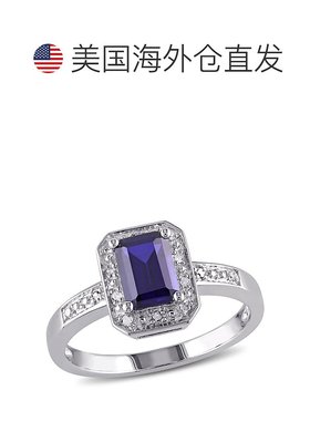 自营 925 纯银 Mimi & Max 1 3/5 克拉 TGW 祖母绿式切割蓝宝石和