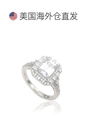 自营Suzy Levian Sterling Silver Emerald Cut White Cubic Zirc