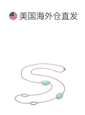 自营 GENEVIVE 纯银镀玫瑰金绿色立方氧化锆站项链 - 绿色 美国奥