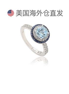 自营Suzy Levian纯银橙黄圆形切割蓝宝石戒指-蓝色 美国奥莱直发