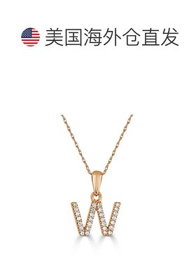 自营 sabrina14k 玫瑰金和钻石初始项链 - 玫瑰 w 美国奥莱直发